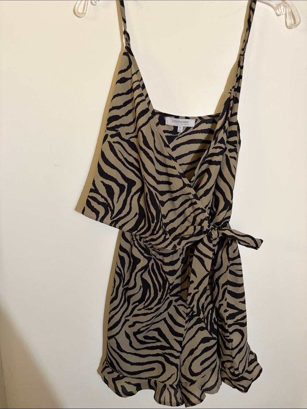 Animal-Print Wrap Mini Romper - Taupe/Black